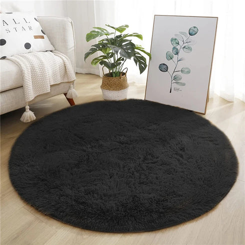 Round Fluffy Plush Carpet for Home Living Room Decor Thick Area Rugs Velvet Floor Mats